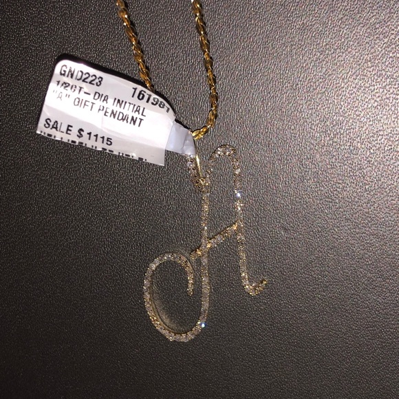 Beautiful large 10k solid real gold SI real diamond A letter initial pendant WOW - Picture 3 of 9